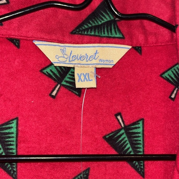 Leveret women’s size XXL red flannel pajama set with Christmas trees 100% cotton - Picture 7 of 9